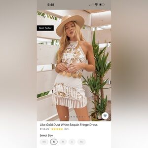 Like gold dust white sequin fringe dress - 12th tribe